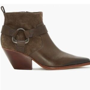 Vince Camuto Women’s Nenani Leather Zipper Moto Harness Boots In Taupe Size 8.5.